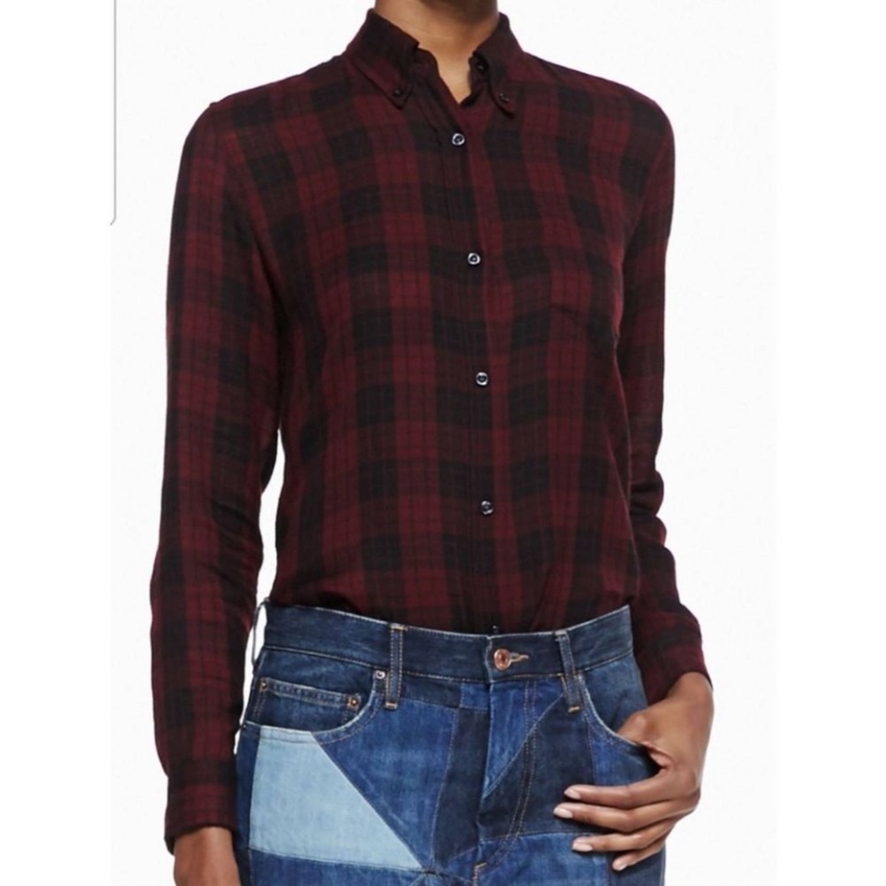 ISABEL MARANT E’TOILE IPA cotton plaid button down shirt 38